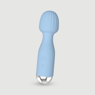 Ava Small Powerful Silicone Massage Wand Vibrator - Light Blue