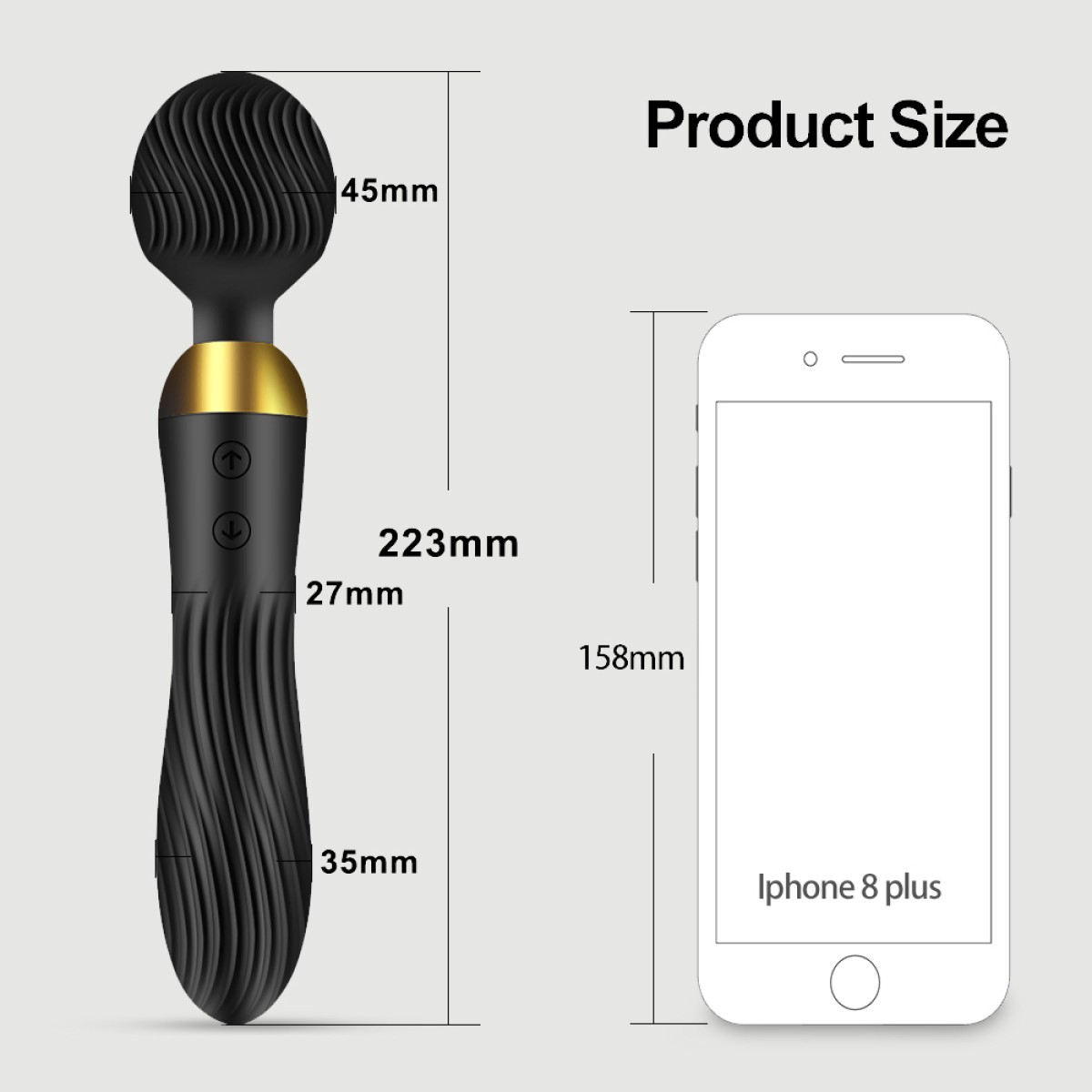 Amalthea 2 in 1 Classic & Wand Massage Vibrator - Black by Sexopolis