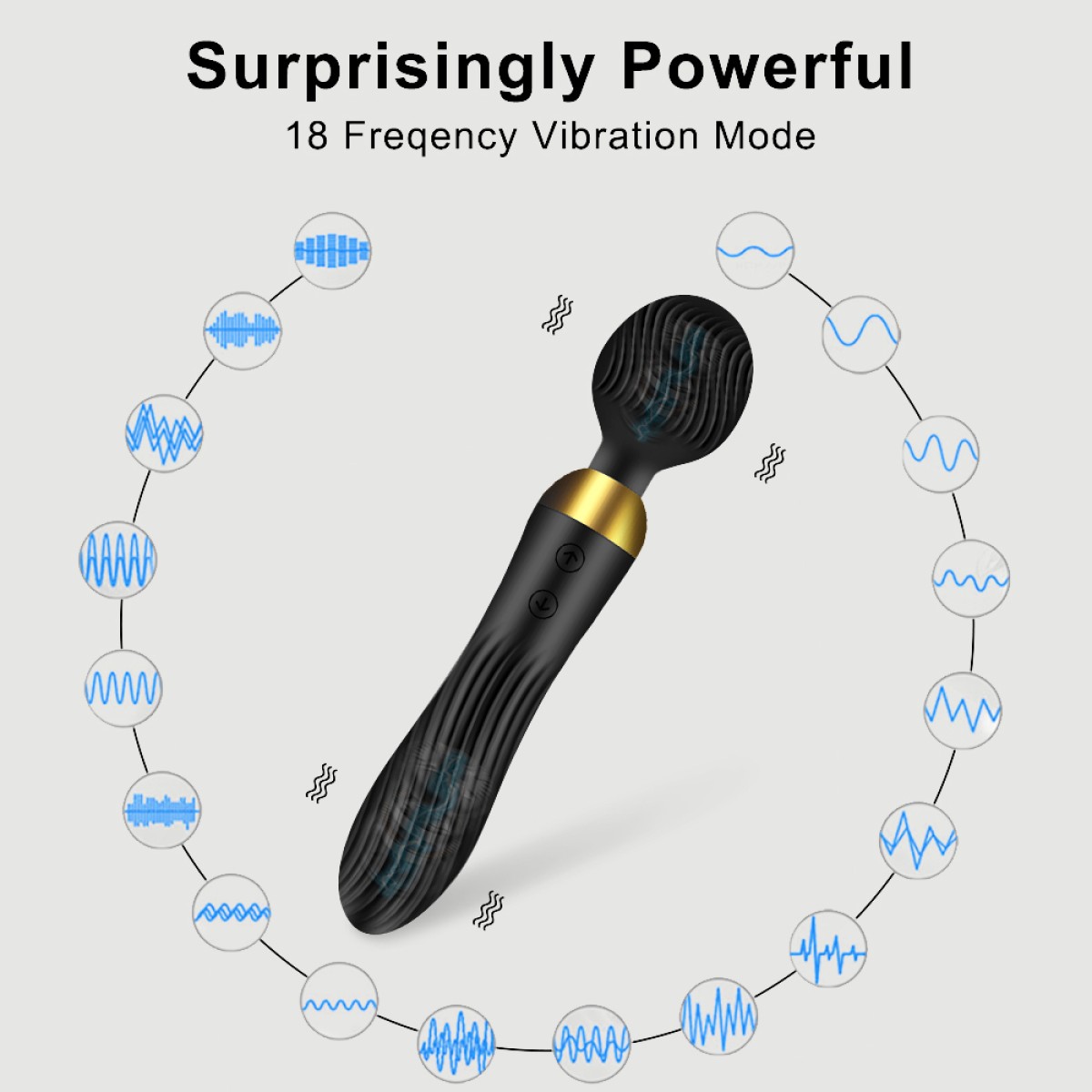 Amalthea 2 in 1 Classic & Wand Massage Vibrator - Black by Sexopolis