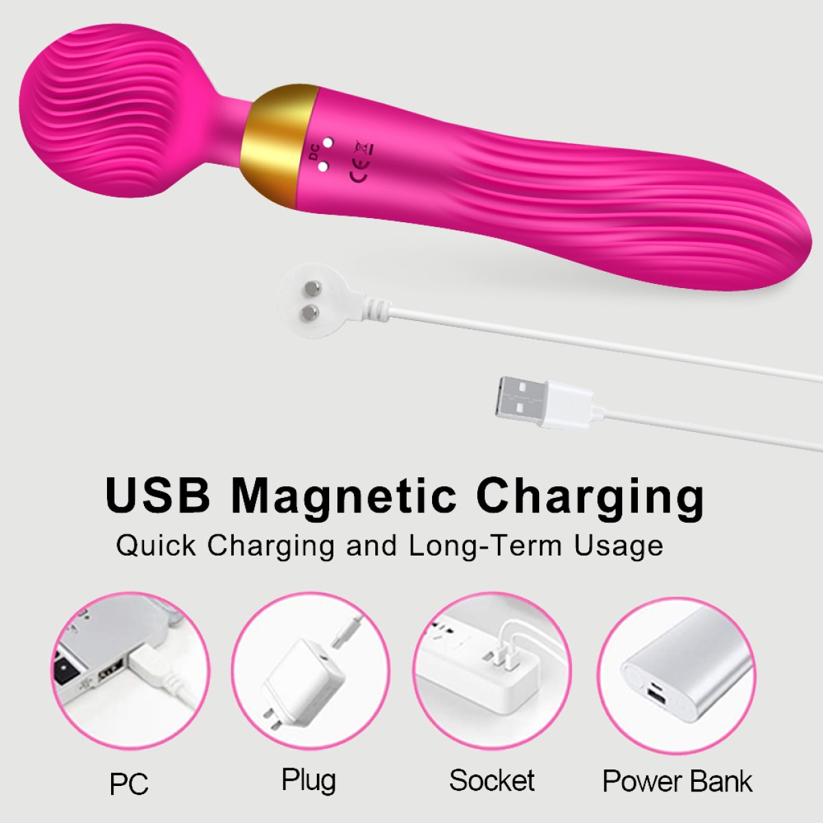 Amalthea 2 in 1 Classic & Wand Massage Vibrator - Pink by Sexopolis