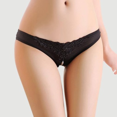 Ανοιχτό Εσώρουχο Με Πέρλες Pearl Crotchless Panty - Μαύρο