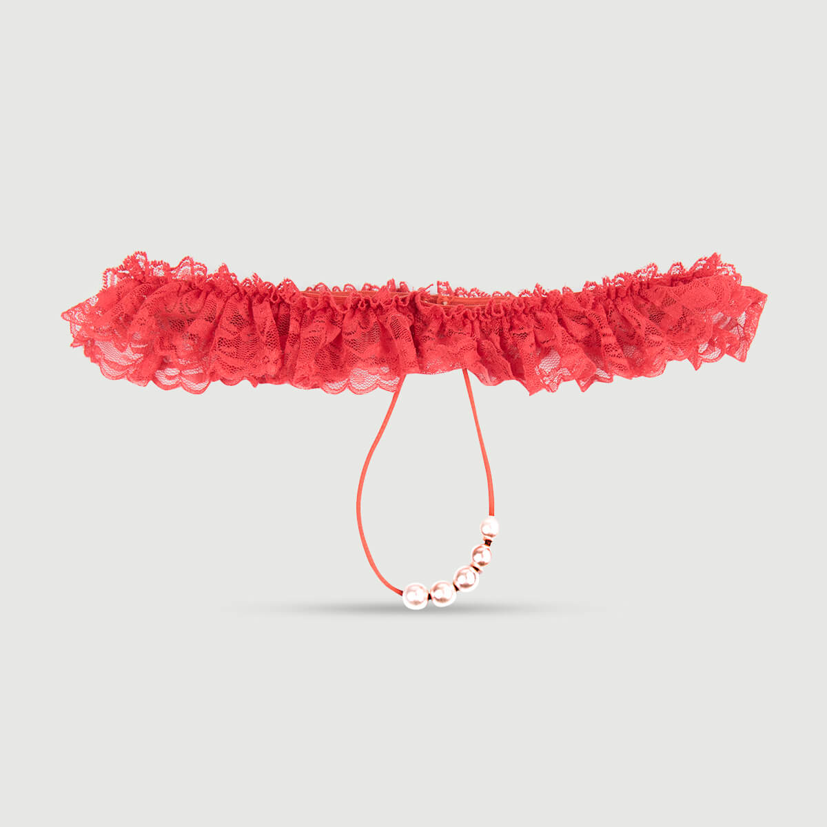 Κιλοτάκι Τύπου String Με Πέρλες & Δαντέλα Pearl & Lace String Panty – Κόκκινο by Sexopolis