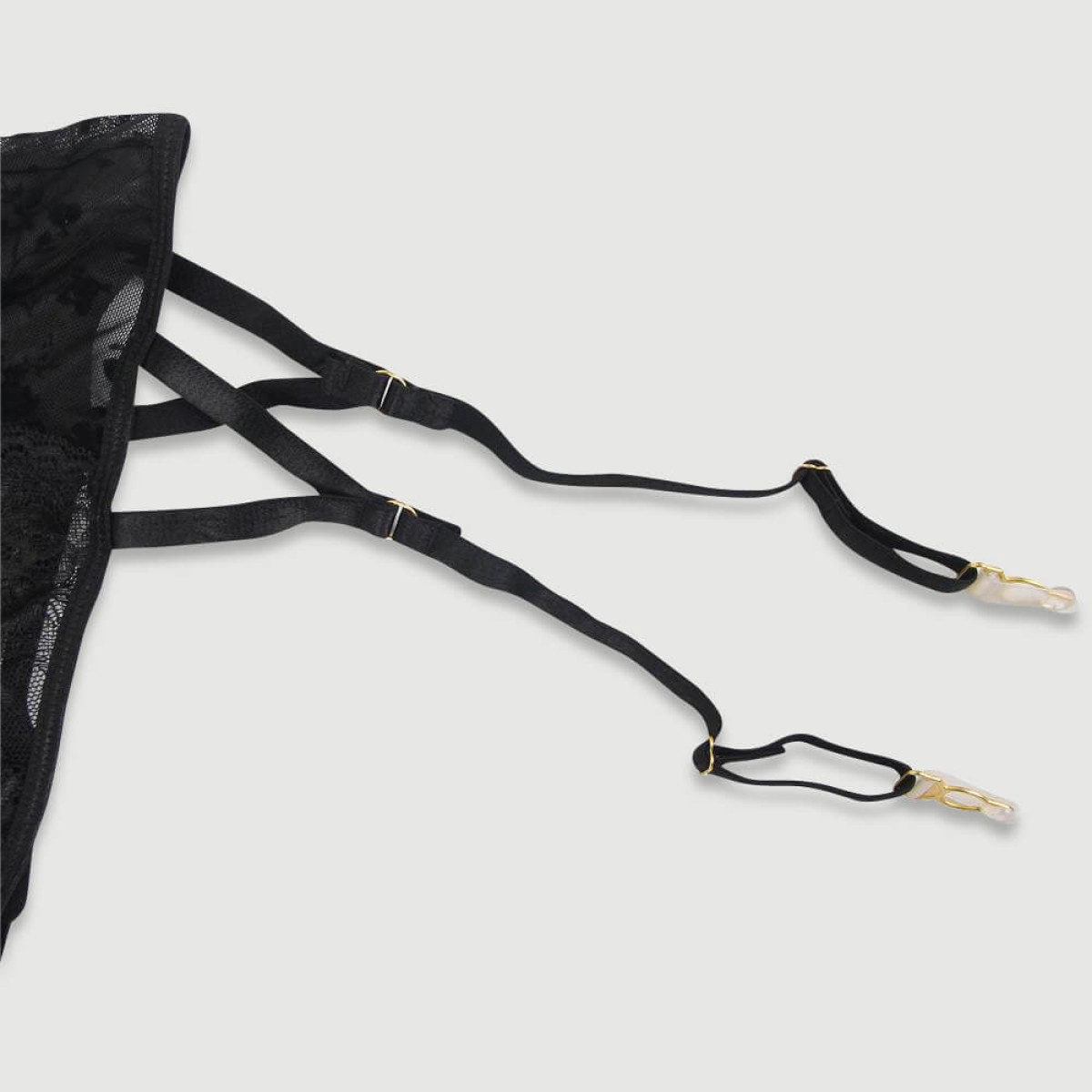 Plus Size Δαντελωτό Κορμάκι Με Ζαρτιέρες & Μπανέλα Flocking Lace Garter Teddy With Underwire - Μαύρο by Sexopolis