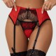 Plus Size Ζώνη Ζαρτιέρας με Δαντέλα Sexy Transparent Lace Garter Panty - Κόκκινη by Sexopolis