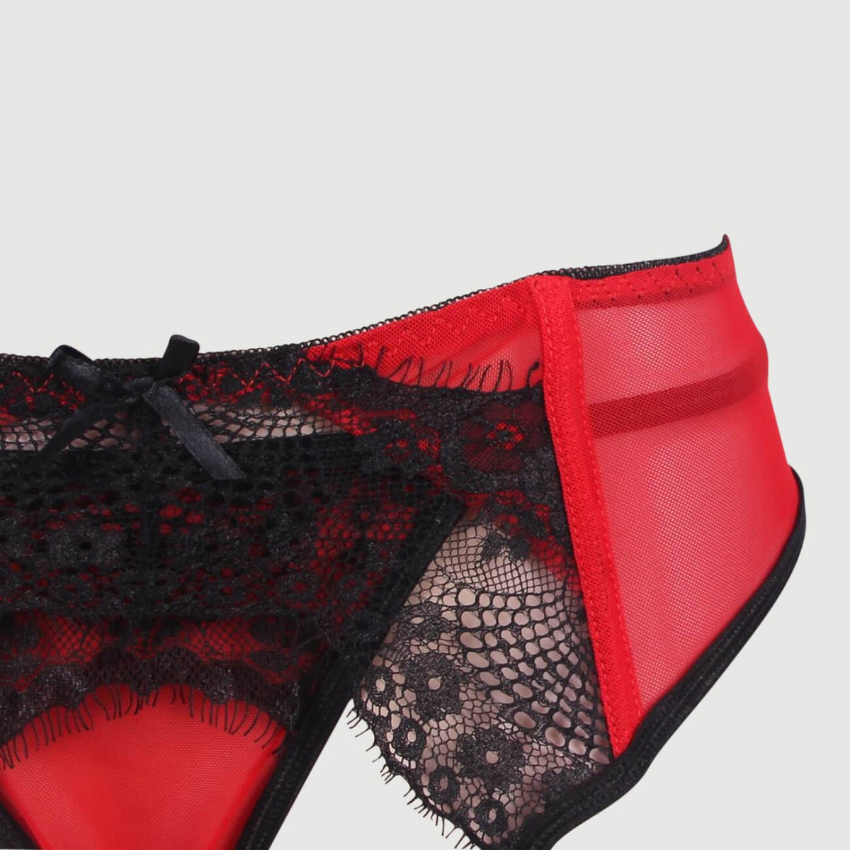 Plus Size Ζώνη Ζαρτιέρας με Δαντέλα Sexy Transparent Lace Garter Panty - Κόκκινη by Sexopolis