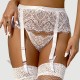 Δαντελωτό Ψηλόμεσο Σλιπ Με Ζαρτιέρα Eyelash Lace High Waist Metal Button Garter Belt Panty – Λευκό by Sexopolis