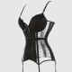 Κορσές Με Ζαρτιέρες 8 Pieces Deluxe Satin Lace Corset with Plastic Bone Detailing - Μαύρος by Sexopolis