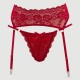 Ζώνη Ζαρτιέρας Με Δαντέλα & String Garter Belt With Lace String - Κόκκινη by Sexopolis